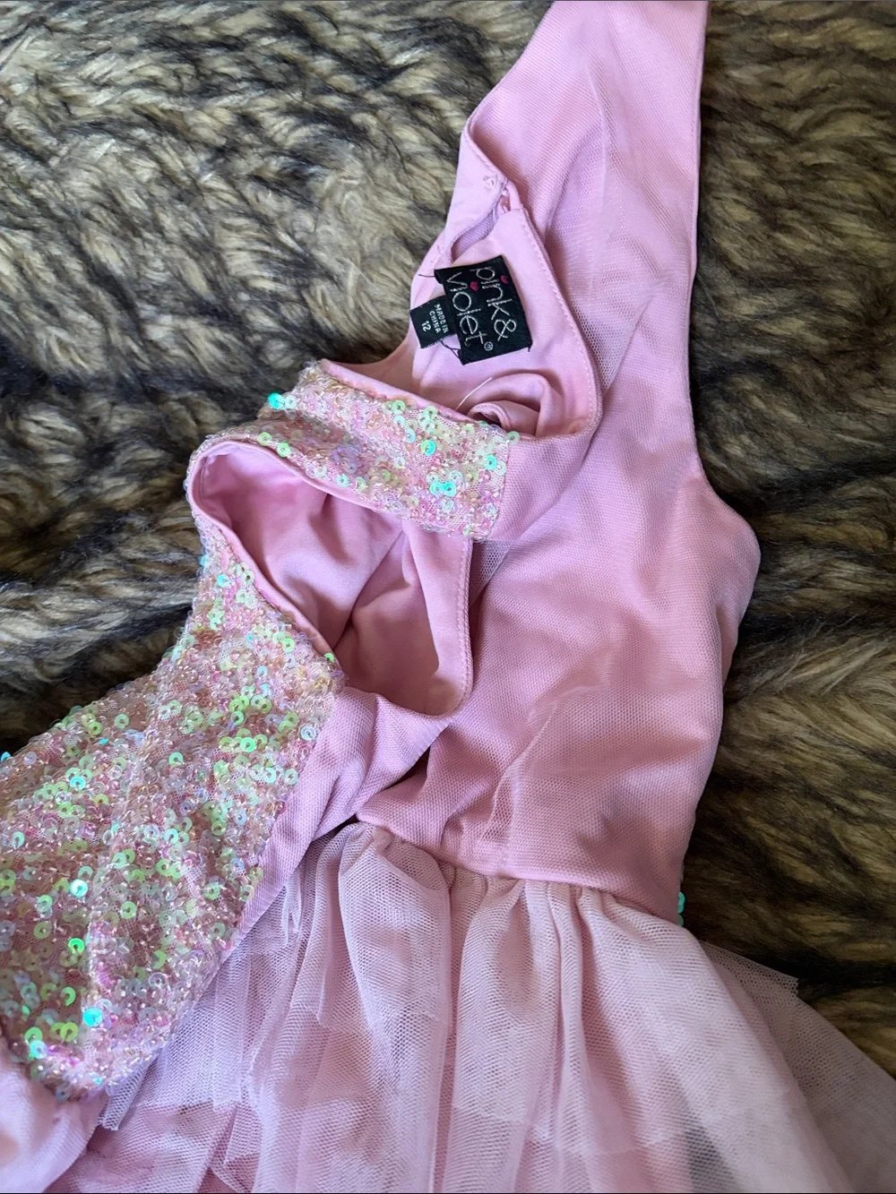 Pink & Violet - Sparkling Pink Sequin Tiered Tulle Celebration Dress/Costume 12